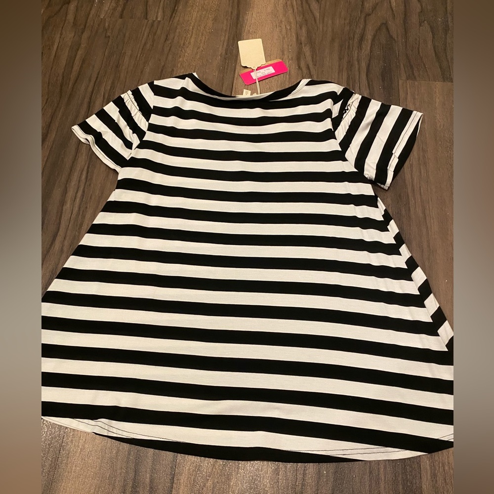 Hem & Thread Women’s Small Short Sleeve Top Basic Stripe New - Picture 4 of 4